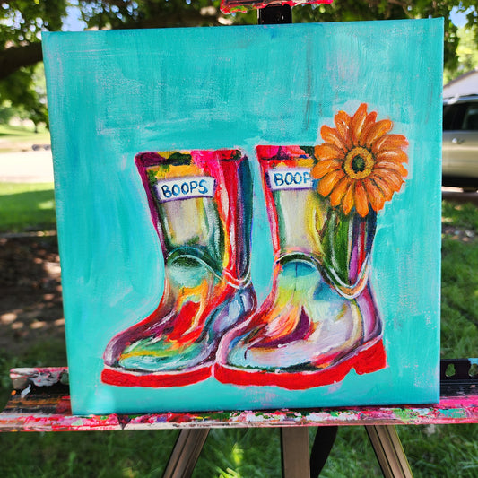 "A Pair of Rainbow Boops" Original Mixed Media Painting