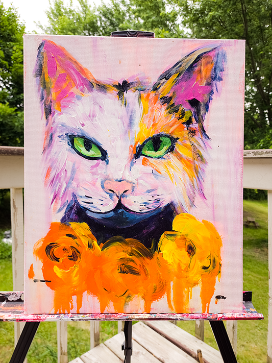 "A Purrrple Kitty" Original Mixed Media Painting