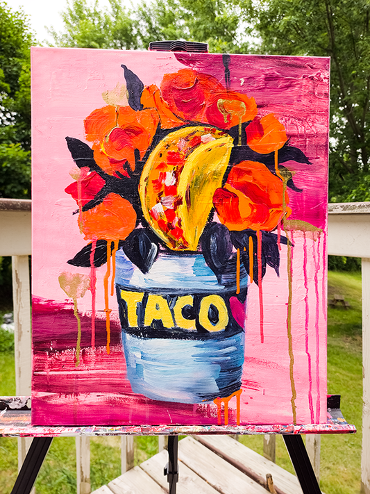 "A Bouquet of Tacos" Original Mixed Media Painting